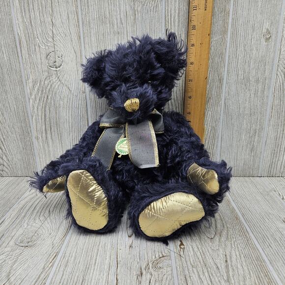 Vintage Hermann Annual Bear 1997 Golden Blue Mohair Teddy Made in Germany Plush - Picture 5 of 15